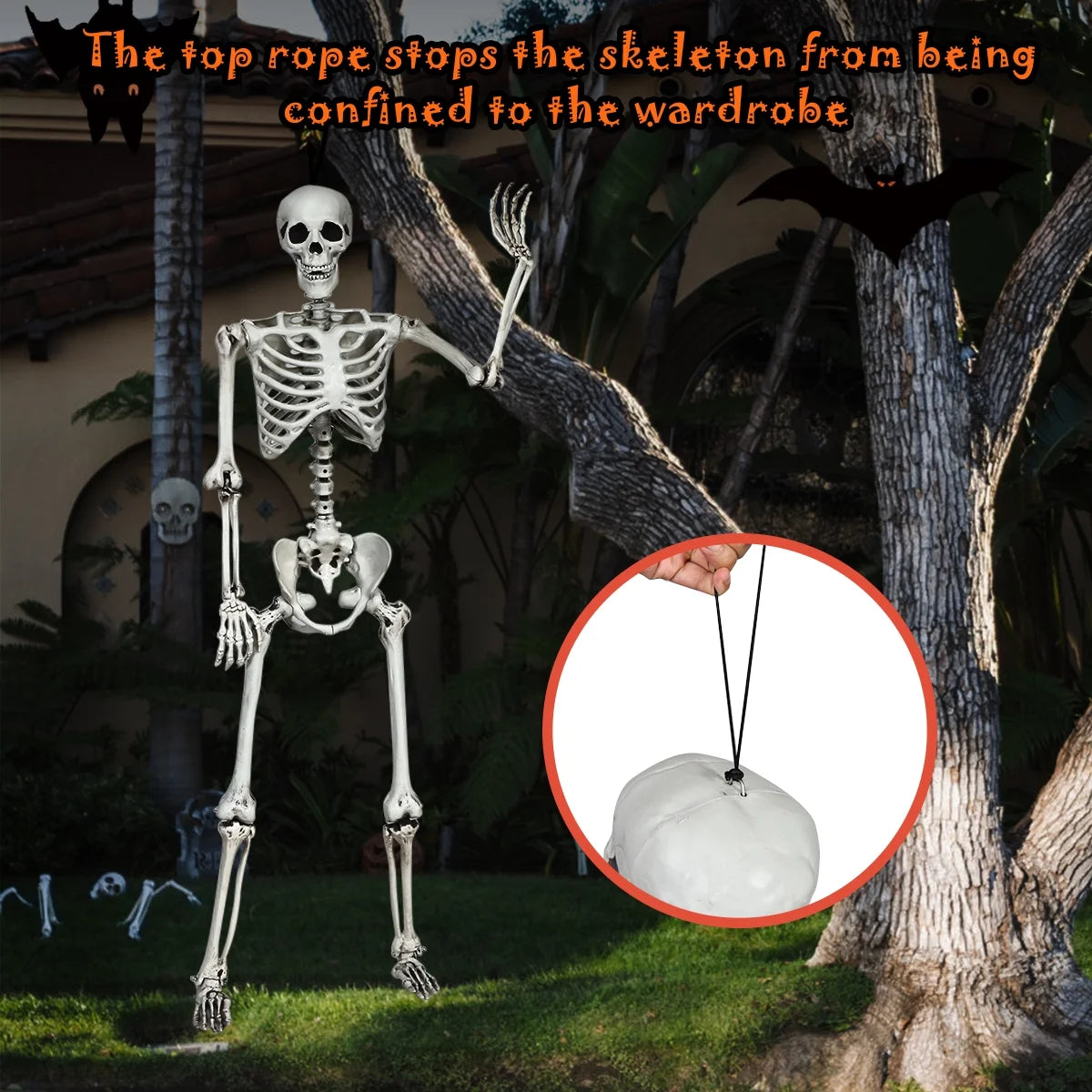 Life-Size Spooky Skeleton with Realistic Joints for a Bone-Chilling Halloween Experience!