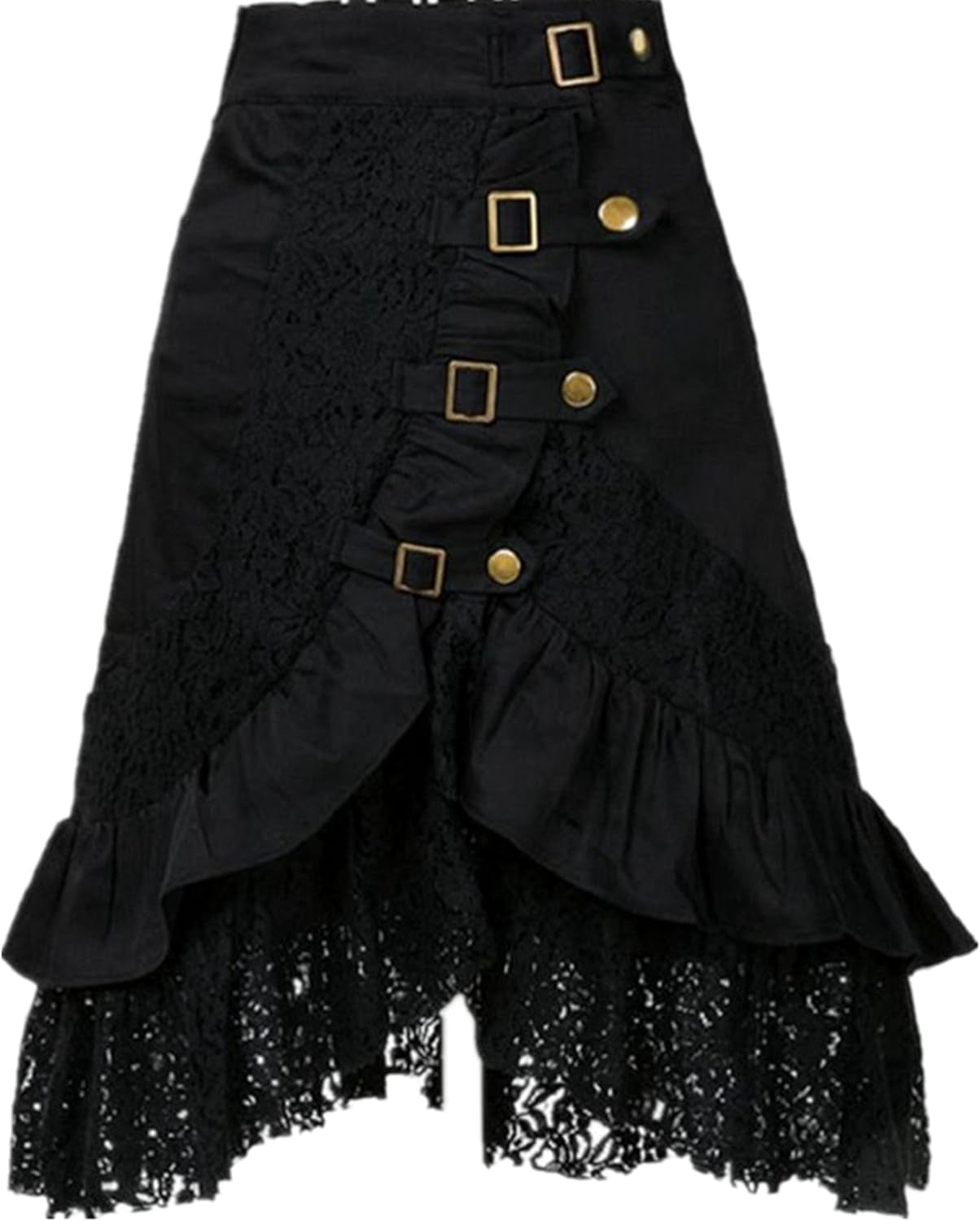 Women'S Steampunk Gothic Clothing Vintage Cotton Black Lace Skirts