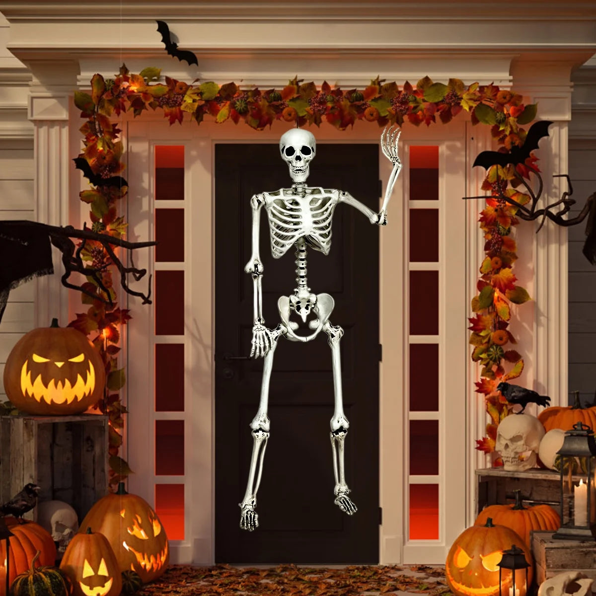 Life-Size Spooky Skeleton with Realistic Joints for a Bone-Chilling Halloween Experience!