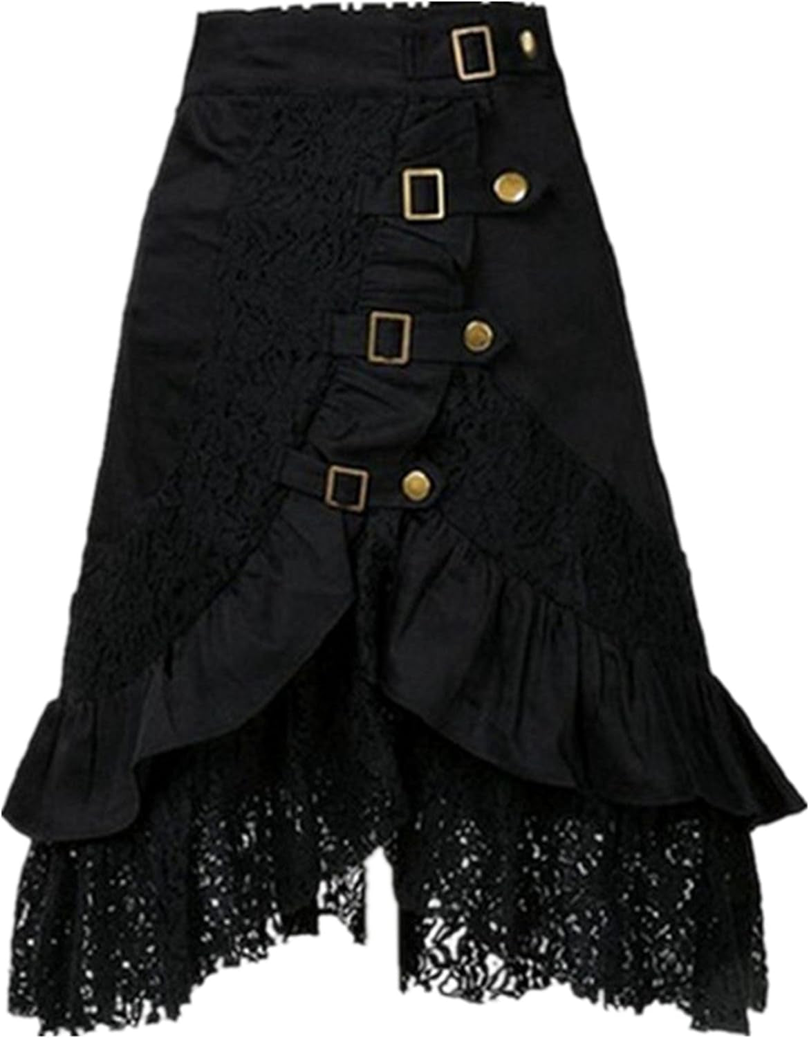 Women'S Steampunk Gothic Clothing Vintage Cotton Black Lace Skirts